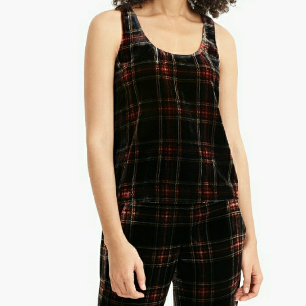🆕️J. Crew Stewart Tartan Velvet Black Tank Top